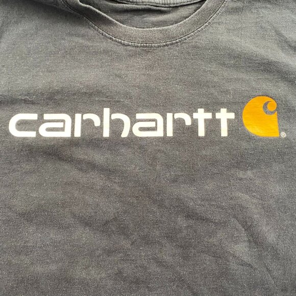Carhartt Mens Work T-Shirt 2XLT Black Short Sleeve Logo Crew Neck Casual K195 - Picture 6 of 12
